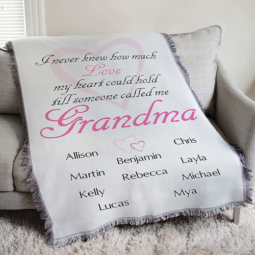 Personalized Grandma How Much Love Tapestry Throw Blanket