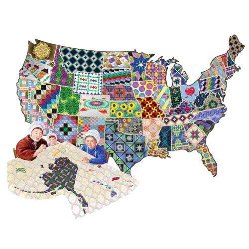 American Quilt 600 Piece Shaped Jigsaw Puzzle