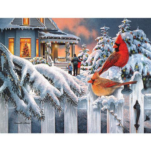 Cardinals At Home For Christmas 300 Large Piece Jigsaw Puzzle