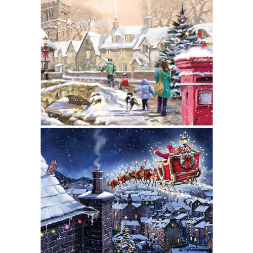 Set of 2: Macneil Studios Holiday 1000 Piece Jigsaw Puzzles