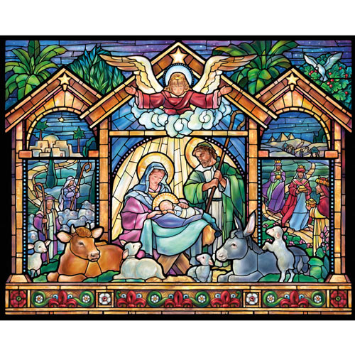 Stained Glass Nativity 1000 Piece Jigsaw Puzzle