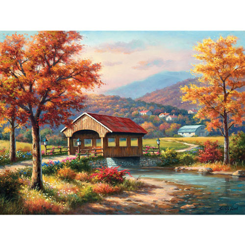 Covered Bridge In Fall 500 Piece Jigsaw Puzzle