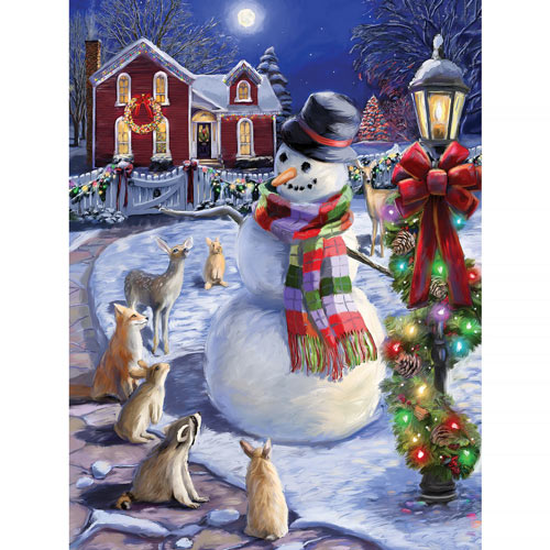 Christmas Eve Snowman 1000 Piece Glow Jigsaw Puzzle