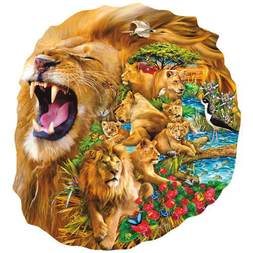 Lion Family Shaped 600 Piece Shaped Jigsaw Puzzle