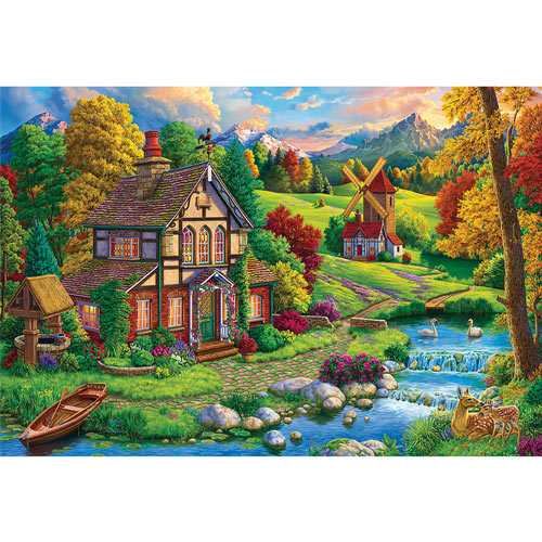 Beautiful Cozy House By The River 1000 Piece Jigsaw Puzzle