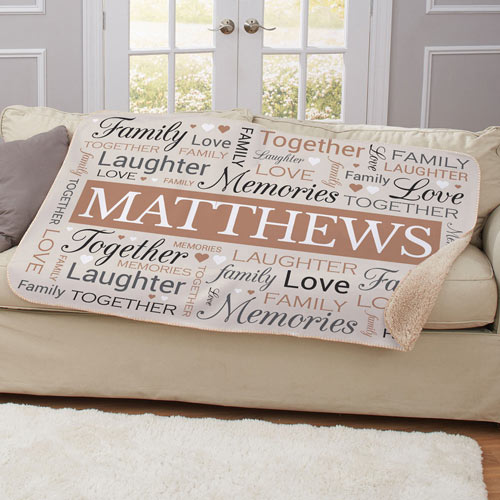 Personalized Family Word Art Throw Blanket