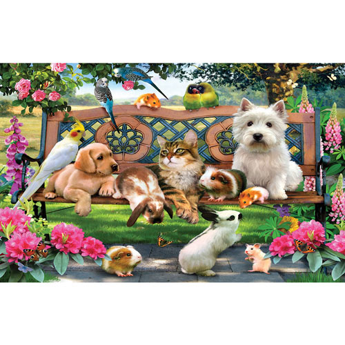 Park Bench Pals 100 Large Piece Jigsaw Puzzle