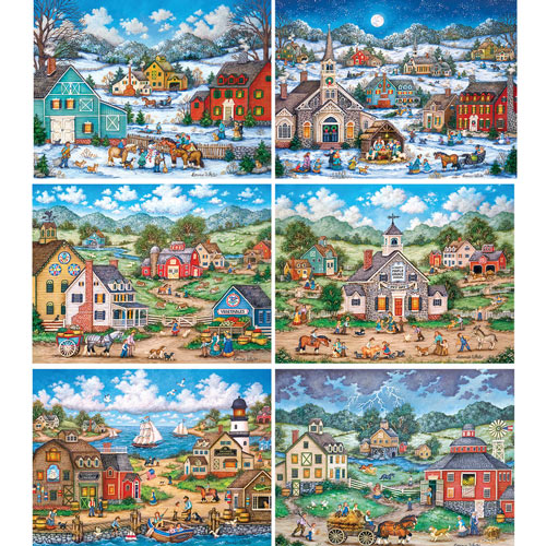 Set of 6: Bonnie White 300 Large Piece Jigsaw Puzzles