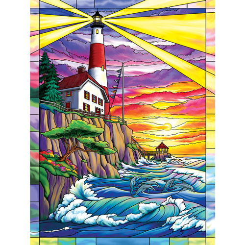 Dolphin Bay Lighthouse 300 Large Piece Jigsaw Puzzle