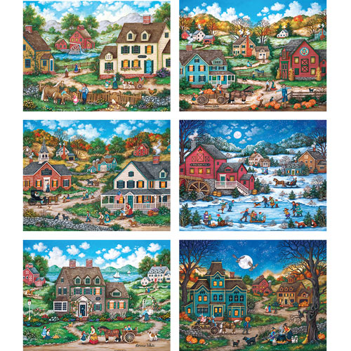 Set of 6: Bonnie White 300 Large Piece Jigsaw Puzzle