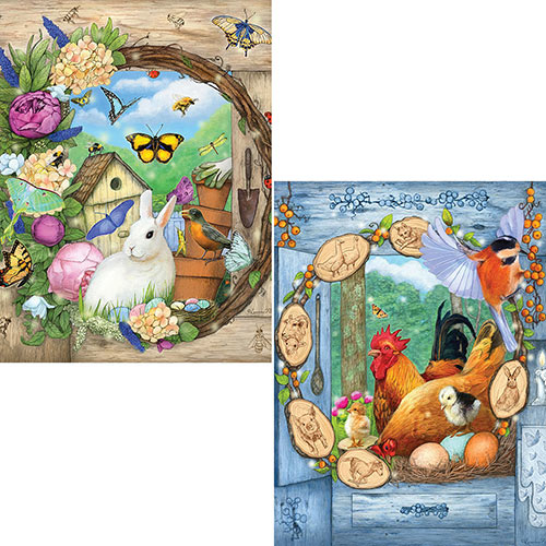 Set of 2: Spring Themed 300 Large Piece Jigsaw Puzzles