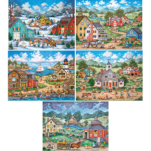 Set of 5: Bonnie White 300 Large Piece Jigsaw Puzzles