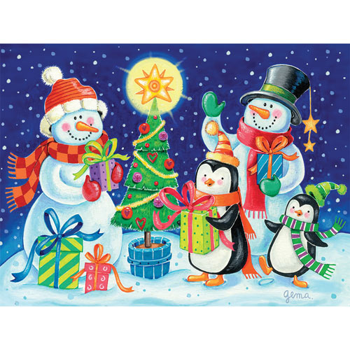 Snowy Gift Giving 300 Large Piece Jigsaw Puzzle