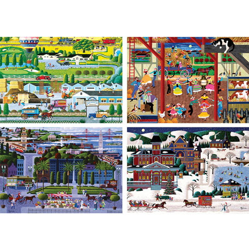 Set of 4: Hometown 300 Large Piece Jigsaw Puzzles