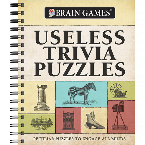 Brain Games trivia book of useless trivia puzzles for engaging the minds of people of all ages.