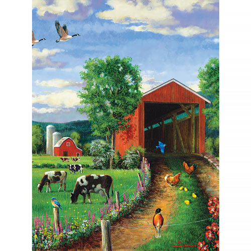 Chickens At The Bridge 500 Piece Jigsaw Puzzle