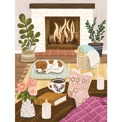 Cozy Fireplace With Candle 500 Piece Jigsaw Puzzle