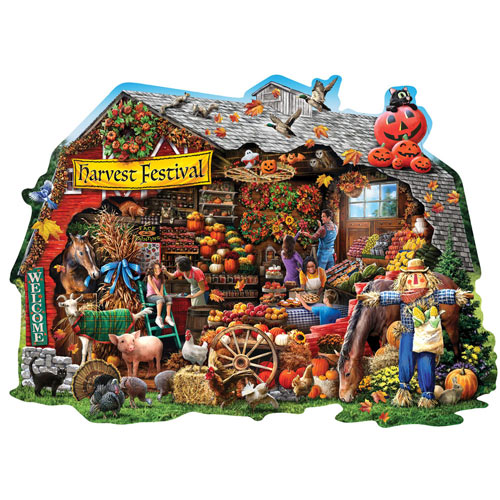 Fall Harvest Barn 300 Large Piece Shaped Jigsaw Puzzle