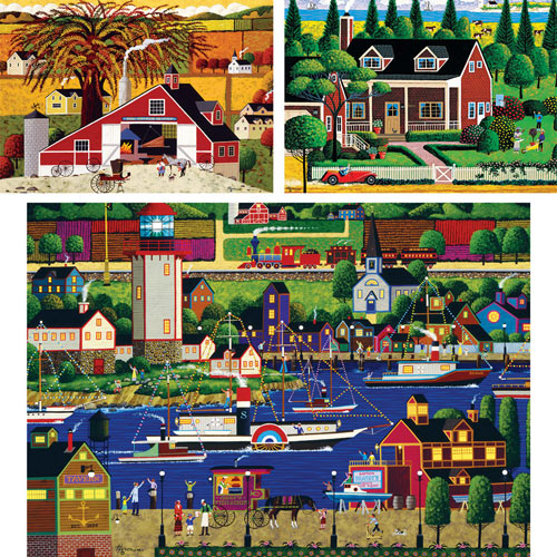 Set of 3: Heronim Scenic 300 Large Piece Puzzles