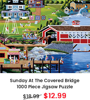 Sunday At The Covered Bridge 1000 Piece Jigsaw Puzzle
