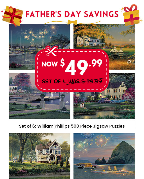  Set of 6: William Phillips 500 Piece Jigsaw Puzzles 