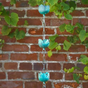 Verdigris Tulip Rain Chain