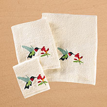 Hummingbird Embroidered Bath Towel