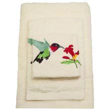 Hummingbird Embroidered Bath Towel Set