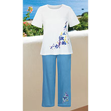 Feminine Floral Capri Set - Blue