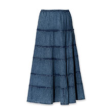 Acid-Washed Tiered Skirt 