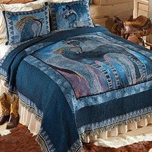 Indigo Mares Tapestry Coverlet & Accessory