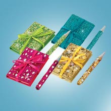 Green Bejeweled Notebook & Pen Set