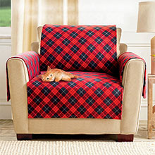 Red Plaid Pet Chair Cover