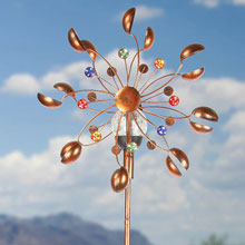 Solar Powered Glass Ball With Kinetic Wind Spinner
