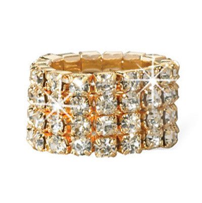 Gold Crystal Stretch Ring