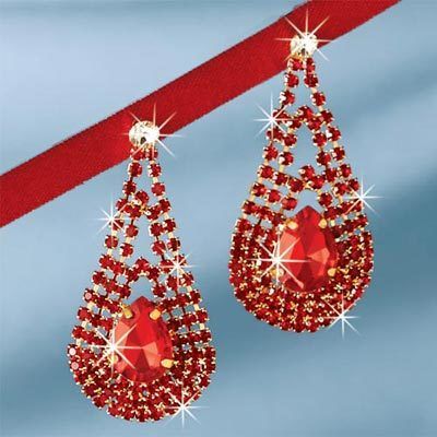 Red crystal drop earrings Clearance