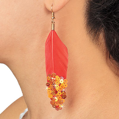 Bejeweled Feather Earrings 