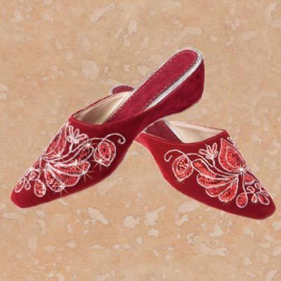 Burgundy Embroidered Slip-On Shoes