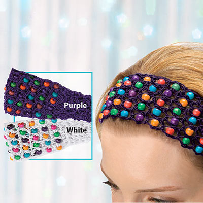 Colorful Crocheted & Beaded Headband 