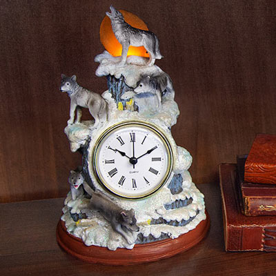 Howling Wolf Led Clock