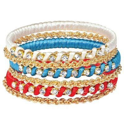 Red, White & Blue Bling Bracelets