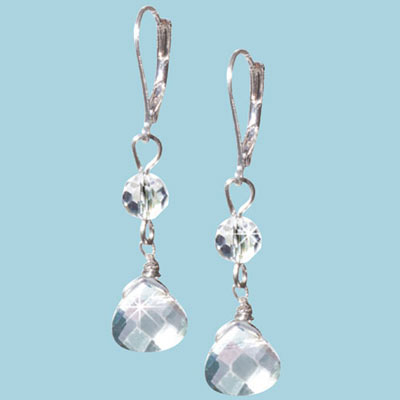 Crystal Faceted Dangle Earrings 