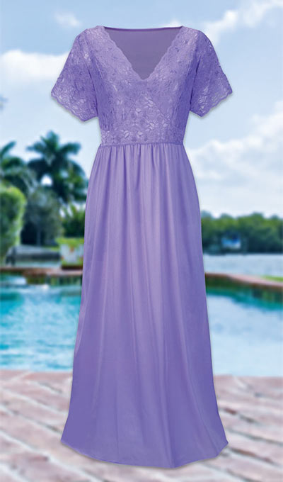 Goddess Stretch Lace Nightgown - Lilac