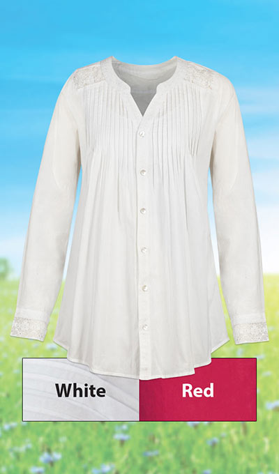 Crocheted Lace Accents Shirt - White