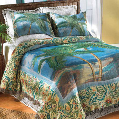Tropical Palm Tapestry Coverlet