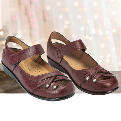 Burgundy Woven Mary Janes