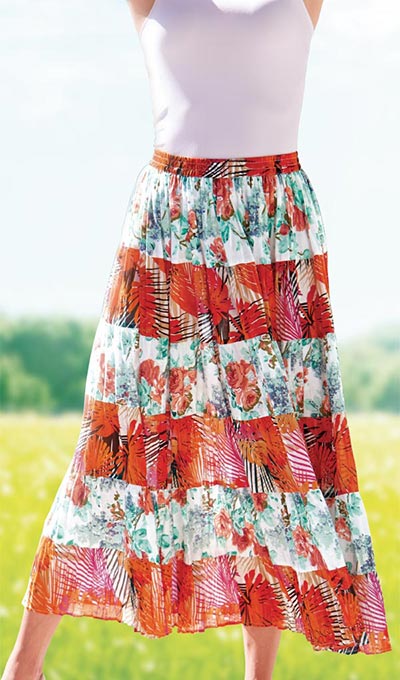 Floral Palms Tiered Skirt 