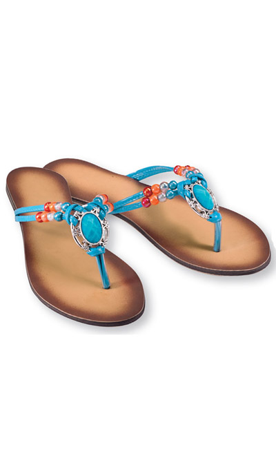 Faux Turquoise Medallion Sandals