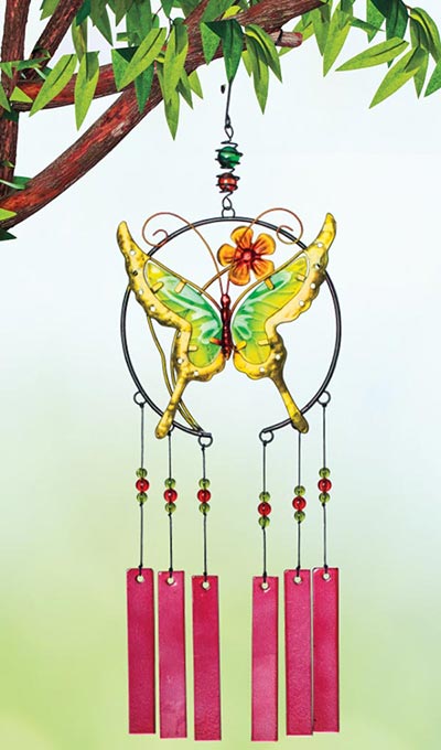 Glass & Metal Butterfly Wind Chime 