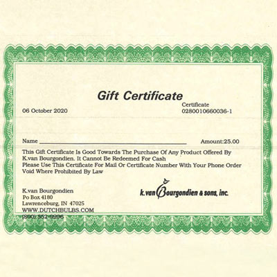 K. van Bourgondien Gift Certificate